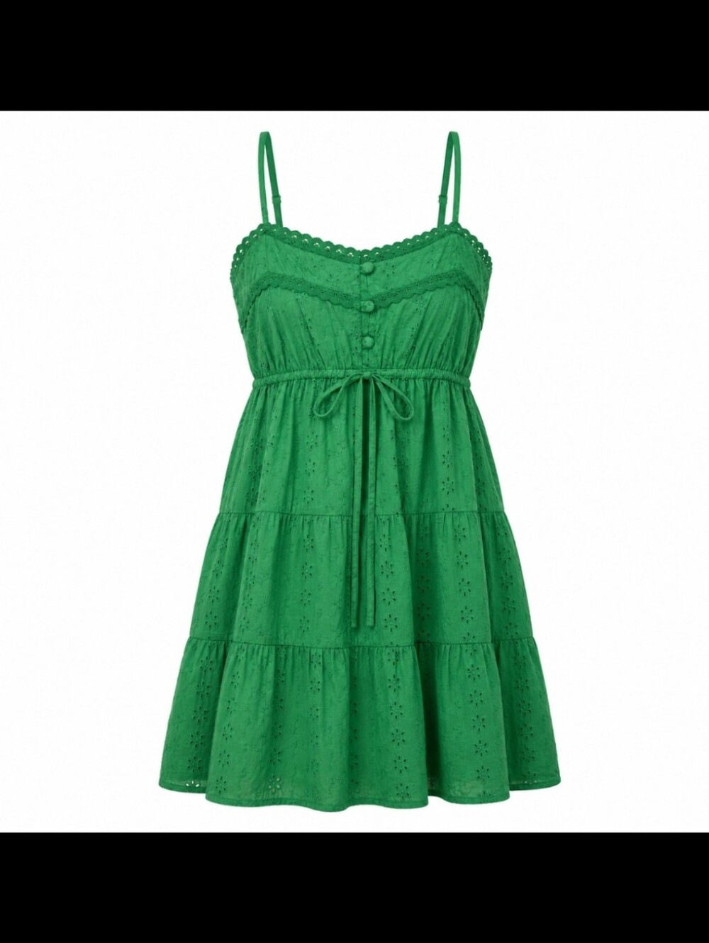 Jessica Simpson Green Eyelet Tiered Dress